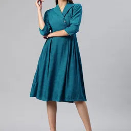 Cottinfab Solid Belted Blazer Dress-image-64
