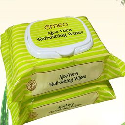 Omeo Set Of 2 Aloe Vera Refreshing Wipes  With Vitamin E - 25 Wipes Each image 1