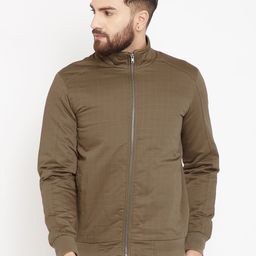Pierre Carlo Men Olive Brown Solid Bomber Jacket-3