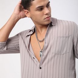 VASTRADO Men Classic Slim Fit Multi Stripes Opaque Striped Casual Shirt-image-83