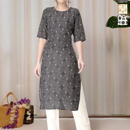 HERE&NOW Selection Of 3 Geometric Printed Round Neck Straight Kurtas-16