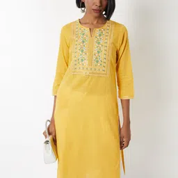 max Women Ethnic Motifs Embroidered Regular Thread Work Straight Calf Length Kurta-picture-11