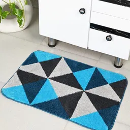 Saral Home Turquoise-Blue & Black Printed Anti-Skid Bath Rugs-image-27