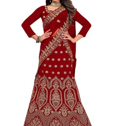 Maroosh Embellished Thread Work Unstitched Lehenga & Blouse With Dupatta-picture-45
