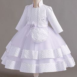 Xsole Girls Cold-Shoulder Fit & Flare Midi Dress With Jacket & bag-image-27