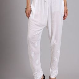 The Chikan Label Women Ethnic Motifs Embroidered Relaxed Straight Leg Straight Fit Trousers-picture-32