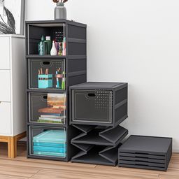 Kuber Industries Grey 4-Tier Organisers-28