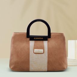 ESBEDA Brown & Beige Textured Handheld Bag-image-61