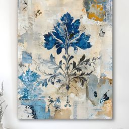 Myntra Elegant Homes Blue & Beige 1 Piece Canvas Floral and Botanical Wall Paintings-image-83
