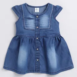 Here&Now X Denikid Girls Pure Cotton Cap Sleeves Denim A-Line Dress-picture-48