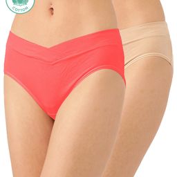 Inner Sense Organic Cotton Antimicrobial V Band Panty Pack Of 2 - Red Beige-image-59