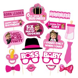 Zyozi Girl Half Birthday Theme Photo Booth Props Pink - 18 Pieces-image-33