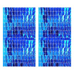 Johra Square Foil Curtains Blue Pack of 2 - Blue-image-8