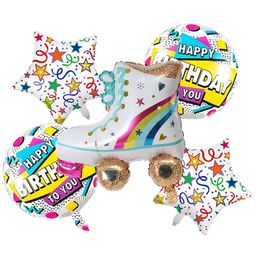 AMFIN Roller Skate Hip Hop Star Foil Balloon Birthday Decoration Kit Multciolour - Pack of 5-image-73