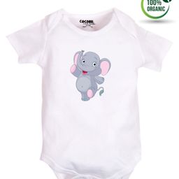COCOON ORGANICS Half Sleeves Elephant Print Onesie - White-image-56