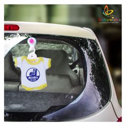 babywish Baby on Board Car Decals Cloth Safety Sign Board Come with One Hanger & One Large Vacuum Suction Cups Mama in Car- Yellow-image-97
