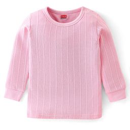 Babyhug Full Sleeves Solid Textured Thermal Vests - Pink-image-45