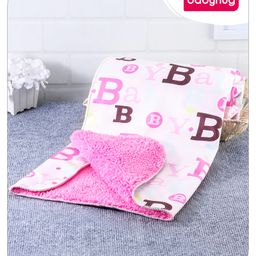 Babyhug Sherin & Poly Wool All Season Blanket Baby Alphabet Print- Pink-picture-12