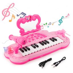 Toysire Disney PrincessPiano keyboard toy with power option, recording and mic, electronic piano keyboard multi-function portable piano keyboard(Pink)-24