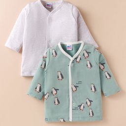 Ben Benny Fleece Knit Full Sleeves Jhablas With Penguin Print Pack of 2 - White & Light Blue-image-56