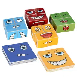Oskart Early Education Games for Kids Face Changing Cube Building Blocks for Parent-Child Interaction Face Changing Puzzle Block Toys Board Games-picture-20