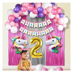 Bubble Trouble Unicorn Theme Birthday Decorations Items 38Pcs Birthday Decorations kit for Girls | Kids Birthday Decorations | 2nd Birthday Decoration Items | Unicorn Decorations For Girl Birthday-image-22