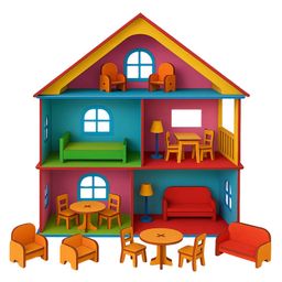 Clapjoy DIY Wooden Toy House with Furniture for Kids with free paint set-17