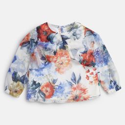 JusCubs Chiffon Full Puffed Sleeves Floral Printed Top - Multi Colour-image-41