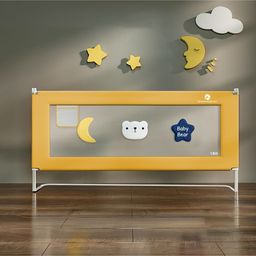 StarAndDaisy Baby Bed Guard Rail with U- Body Support Frame, Adjustable Height/Portable Single Side Bed Rail for Infant & Toddler's Safety (Embroidered-Yellow -1.8M)-image-6