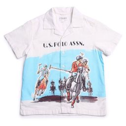 US Polo Assn Cotton Knit Half Sleeves Shirt With Polo Print - White-picture-43