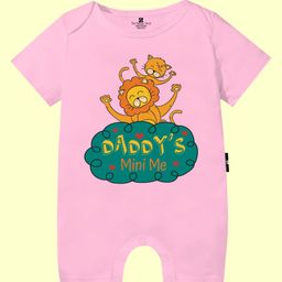 The Peppy Tend 100% Cotton Fathers Day Theme Half Sleeves Daddys Mini Me Text Printed Romper - Pink-image-2
