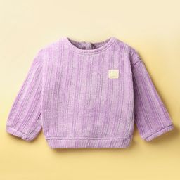 Little Kangaroos Woven Full Sleeves Sweatshirt With Text Patch - Purple-picture-3