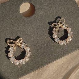 PolluxCraft Korean Gold Plated Pearls & Stone Studded Contemporary Studs-image-83