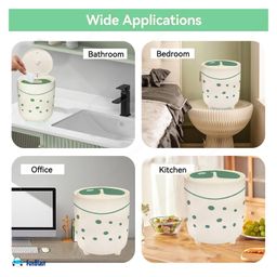 Bunie Mini Table Dustbin with Swing Top LidGreen White image 2