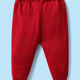 Babyhug Knitted Full Sleeves Striped Front Open Sweater Set with Booties & Cap - Red & White image 4