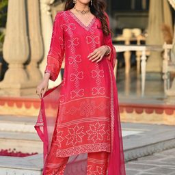 DIVASTRI Women Embroidered Regular Mirror Work Kurta with Trousers & With Dupatta image 3