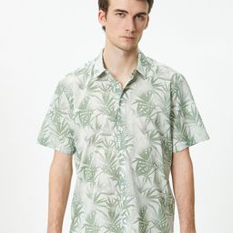 Koton Tropical Printed Spread Collar Short Sleeves Cotton Casual Shirt-image-29