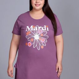 IN Love Women Printed Plus Size Cotton Longline Lounge Tshirts-11