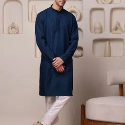 Vardha Woven Design Mandarin Collar Sequinned Shadow Work Straight Kurta-picture-45