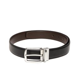 Ultimo Men Black & Coffee Brown Textured Reversible Formal Belt-image-83