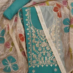 SHADOW & SAINING Floral Sequinned Embroidered Unstitched Dress Material-image-33