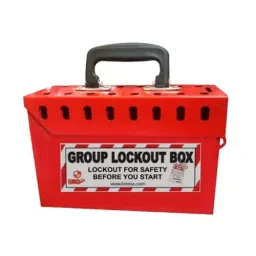 LISC Metal Rectangle Safety Group Lockout Box with 16 Holes Red, LISC-GLB-R-16-33