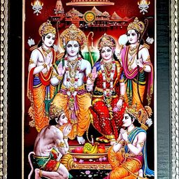 SUNINOW Yellow & Red Religious Ram Darbar Wooden Wall Art-image-53