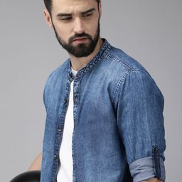 Roadster Men Blue Standard Casual Cotton Denim Shirt-image-29