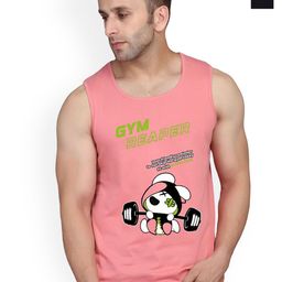 SLOWLORIS Pack Of 2 Printed Round Neck Sleeveless Bio-Wash Cotton Gym Vests-picture-16