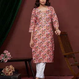 MISS CLOTHING Geometric Printed Cotton Kurta-image-94