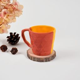 Storepedia Red & Yellow Handcrafted Textured Ceramic Matte Cups Set of Cups and Mugs image 2