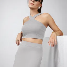 The Roadster Women Solid Textured Cross Shoulder Straps Crop Top-image-42