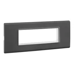 Legrand Cover Plate with Support Frame Allzy Matt Black 6 Module, 6813 15 (Pack of 5) image 3