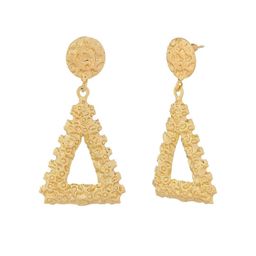 SUNBURST Gold-Plated Triangular Shaped Textured Drop Earrings image 5